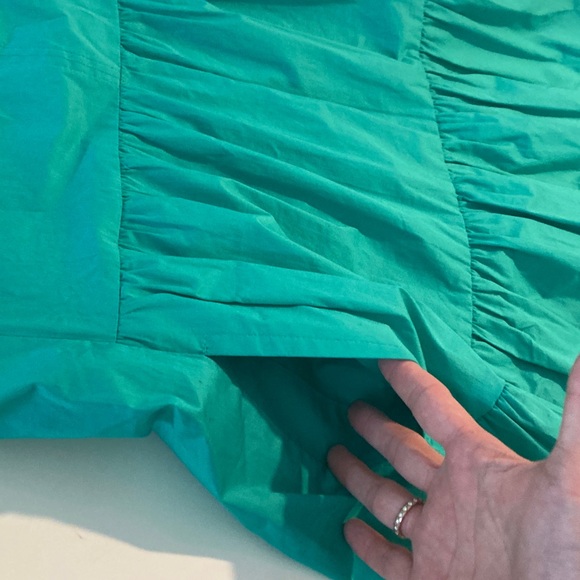 ME+EM Bright Green Cotton Spandex Puff Sleeve Tiered Mini Dress Size 8 - Picture 9 of 9